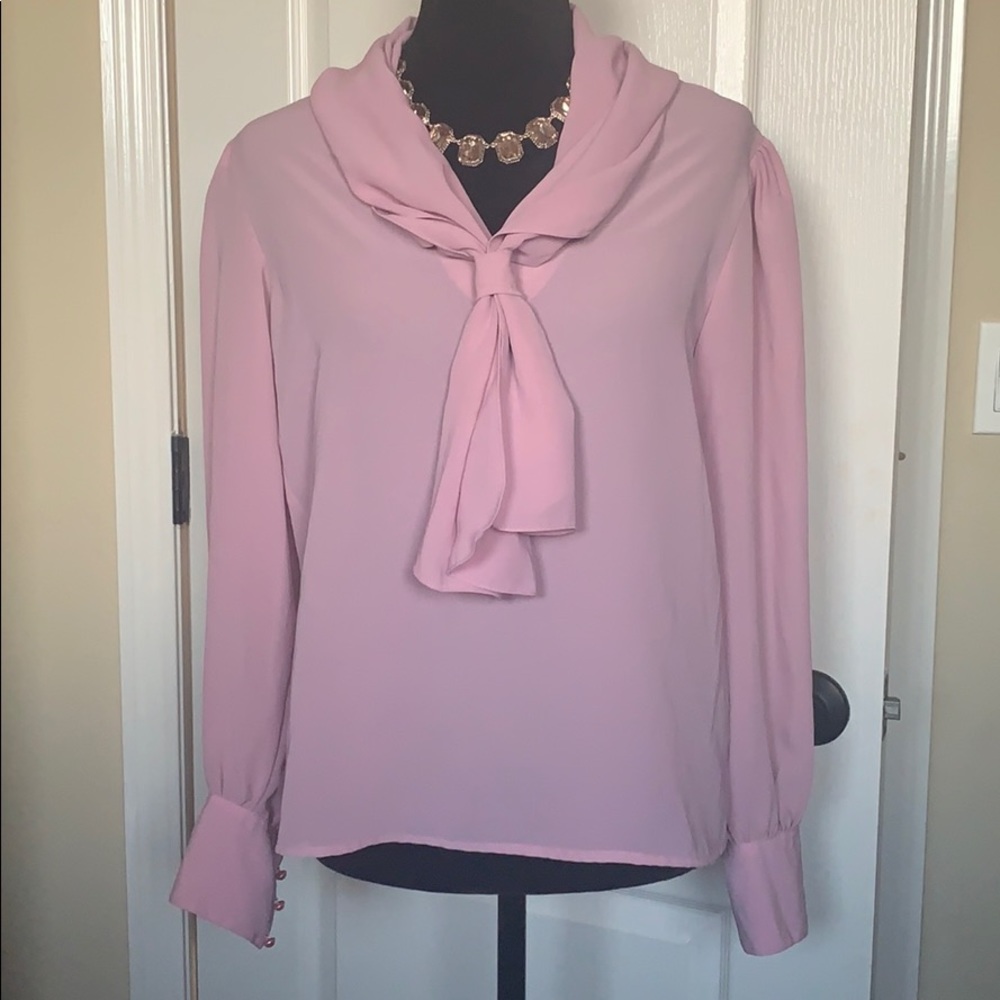 Blush pink blouse with tie infront
